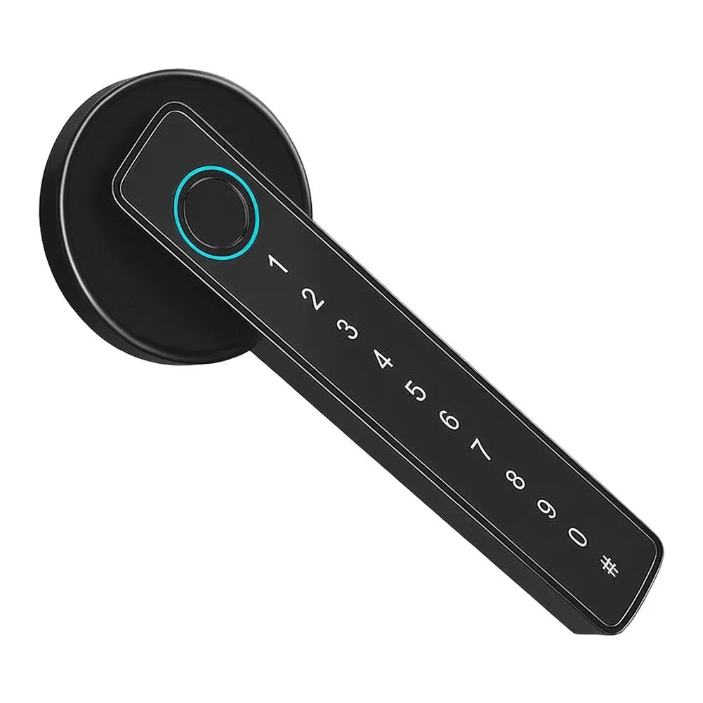 Digital Door Lock with Fingerprint Sensor USB-C Charging Port and Physical Key Override for Interior Applications