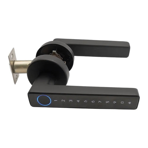 Digital Door Lock with Fingerprint Sensor USB-C Charging Port and Physical Key Override for Interior Applications